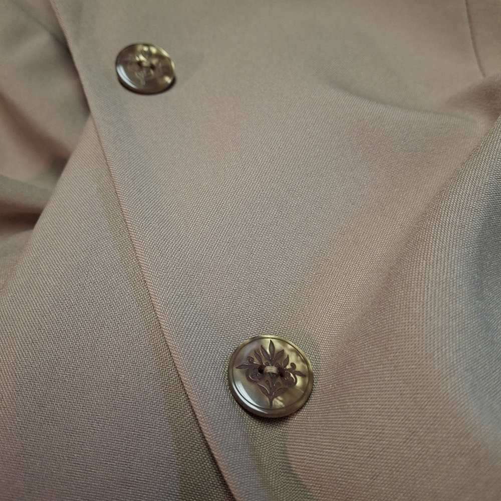 Larry Levine Classics Khaki Button Polyester Long Trench Coat Women Size 18 - Picture 8 of 16